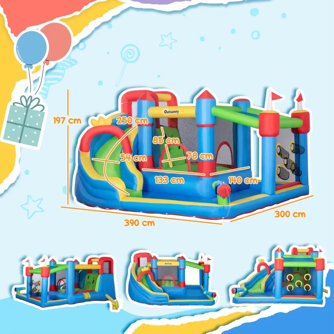 Outsunny Hüpfkasteel Oxfordstof 390x300x197cm - Multicolor - afbeelding 6 van 6