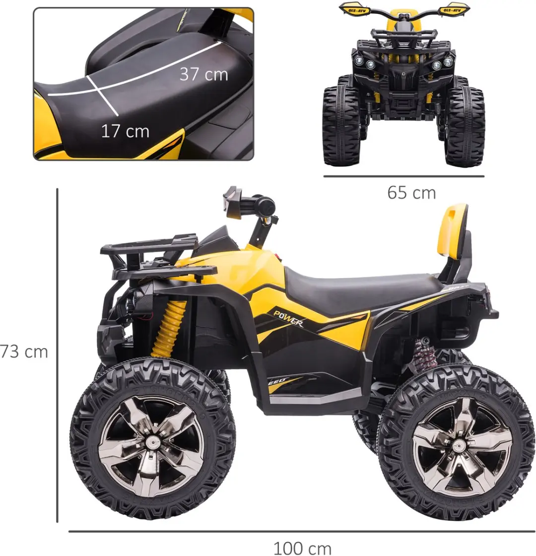 Homcom Rijden op Auto - 100x65x73cm - Geel - afbeelding 6 van 6