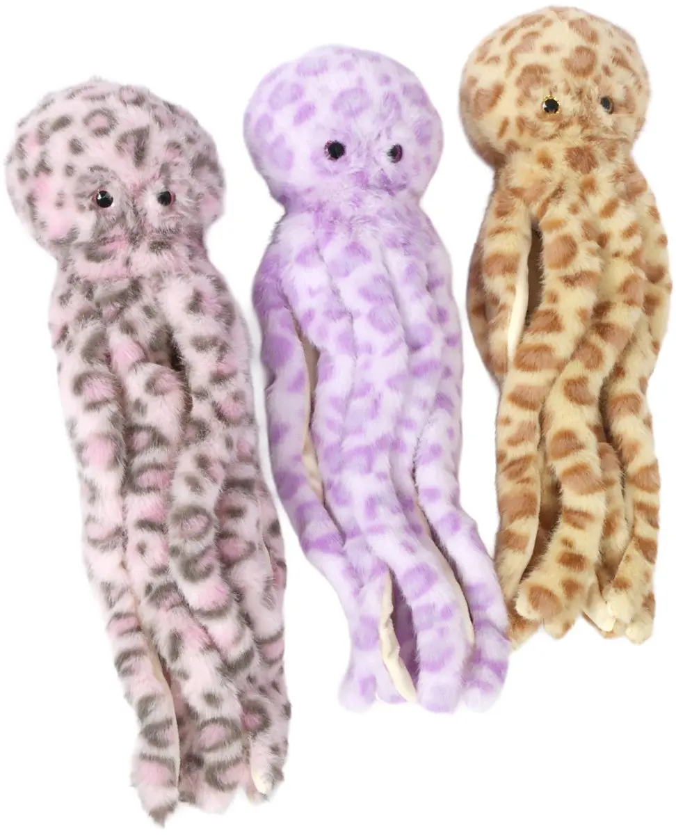 PIA Soft Toys Octopus Knuffeldier - 3 Assortiment 50cm - Bruin/Beige/Paars/Roz