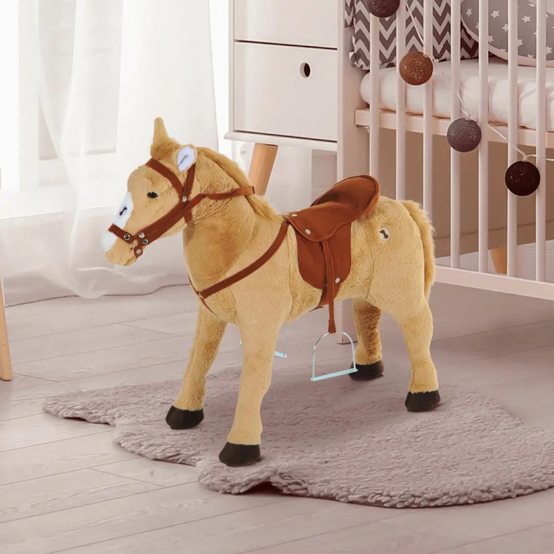 Homcom Rijpaard Pluche Speelpaard 330-043 - 48cm - Beige