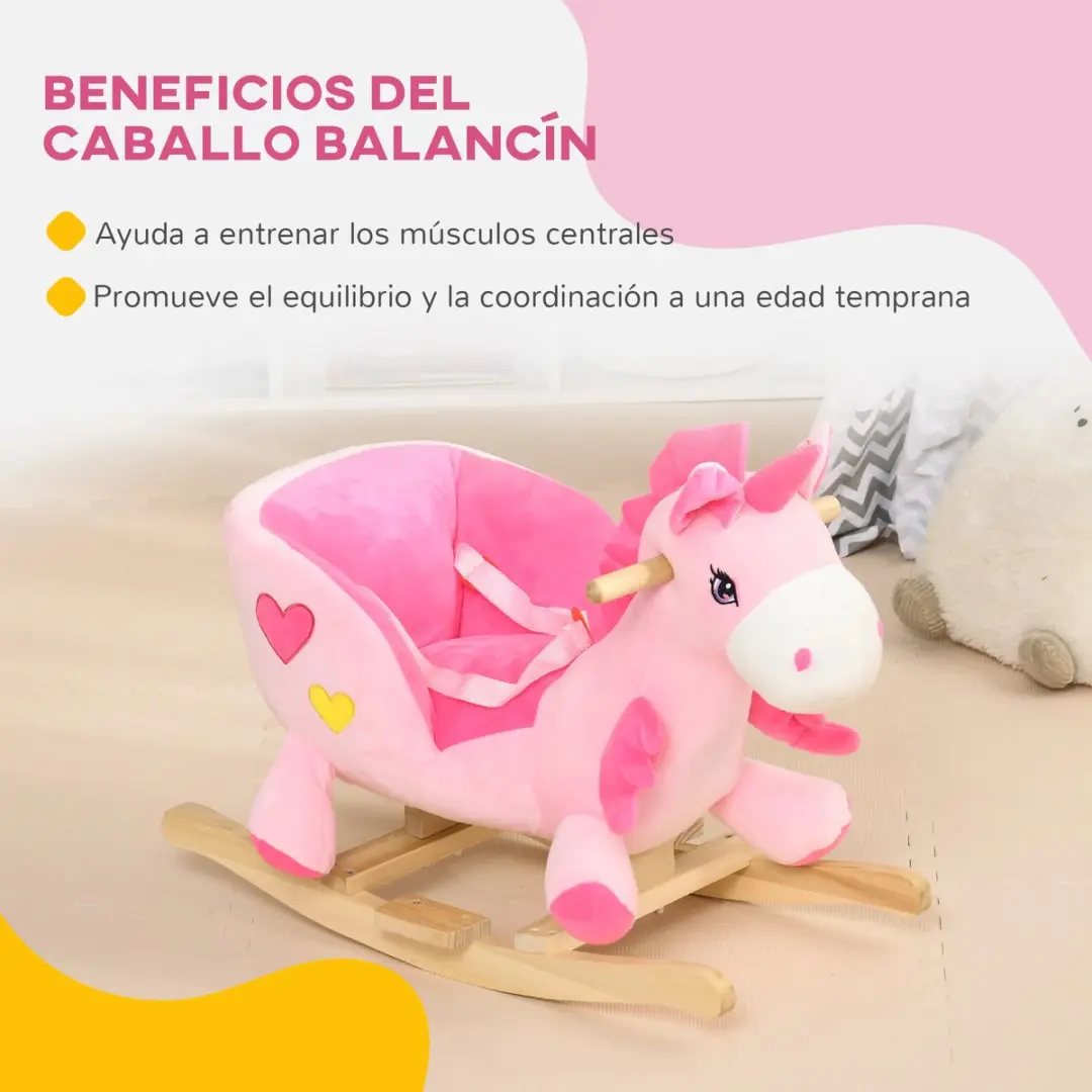 Homcom Baby Hobbelpaard Eenhoorn Roze 65x35x45cm