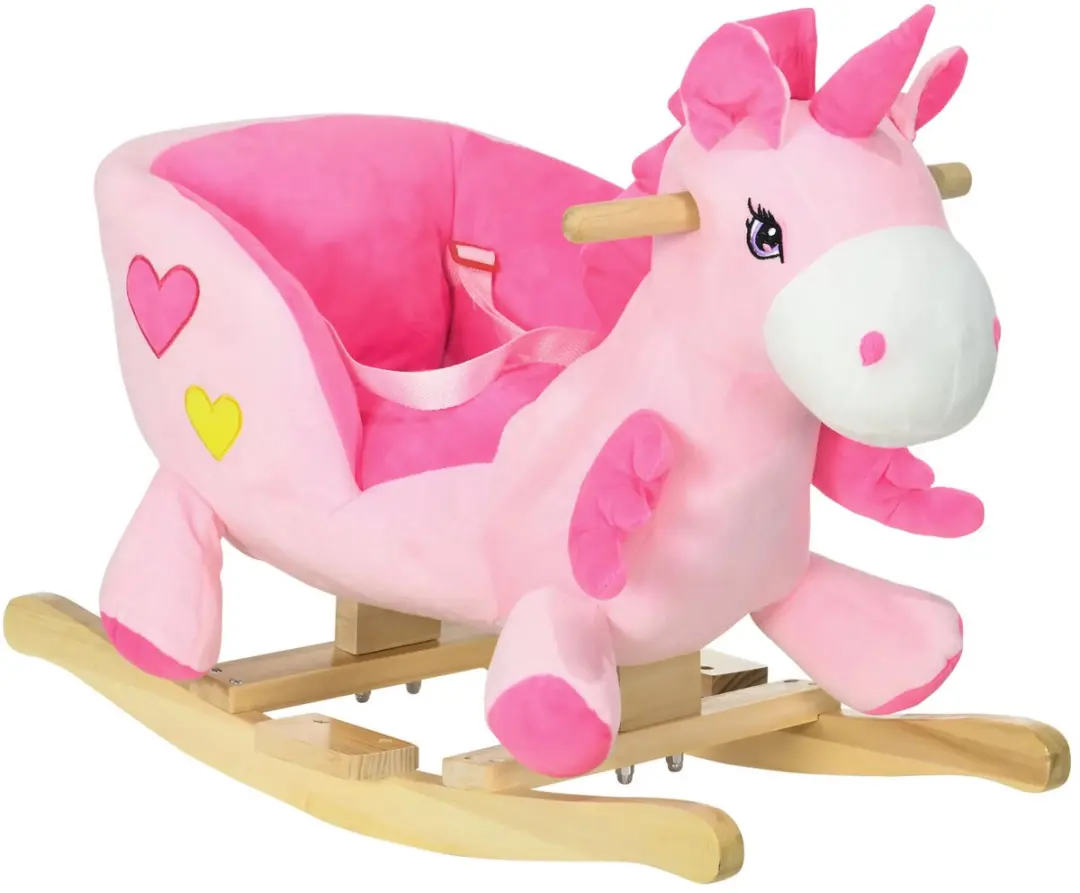 Homcom Baby Hobbelpaard Eenhoorn Roze 65x35x45cm
