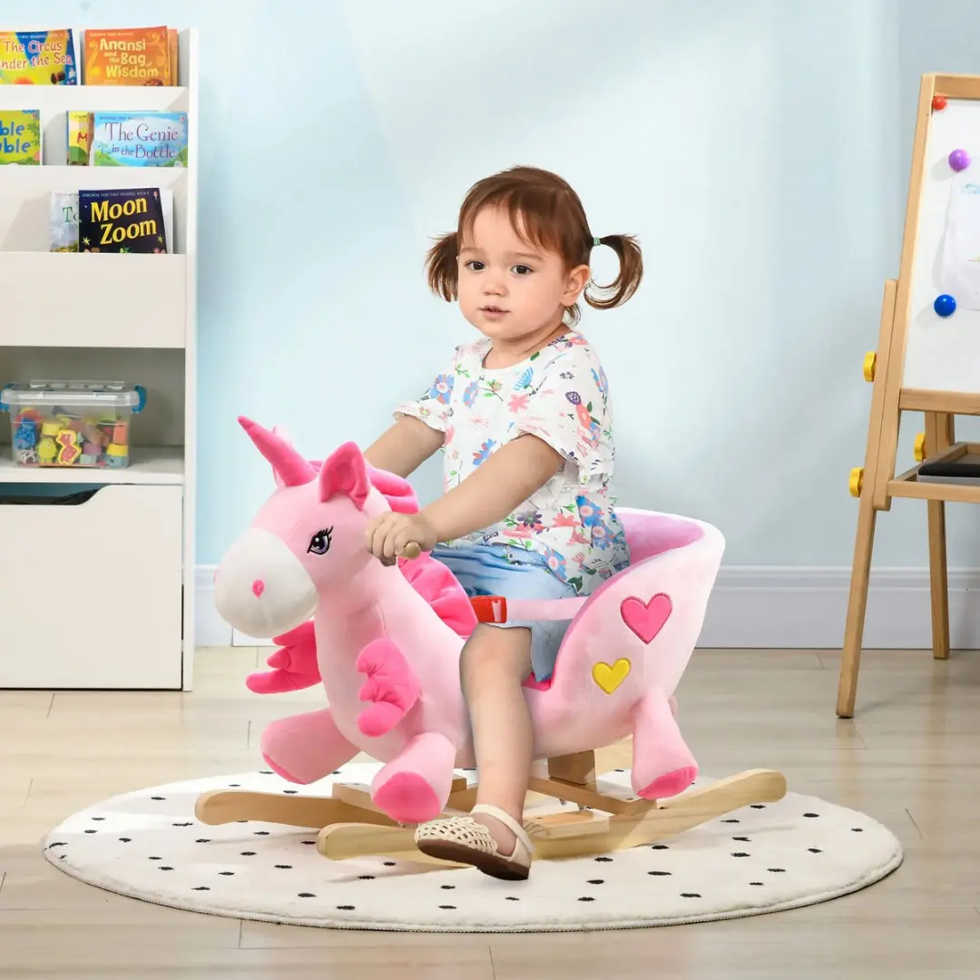 Homcom Baby Hobbelpaard Eenhoorn Roze 65x35x45cm