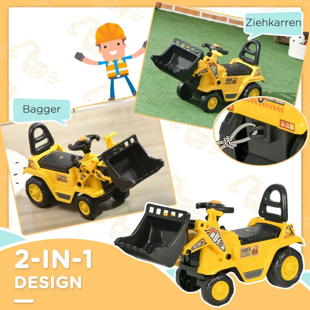 Homcom Rijden-op Constructie Auto - Geel 301-058