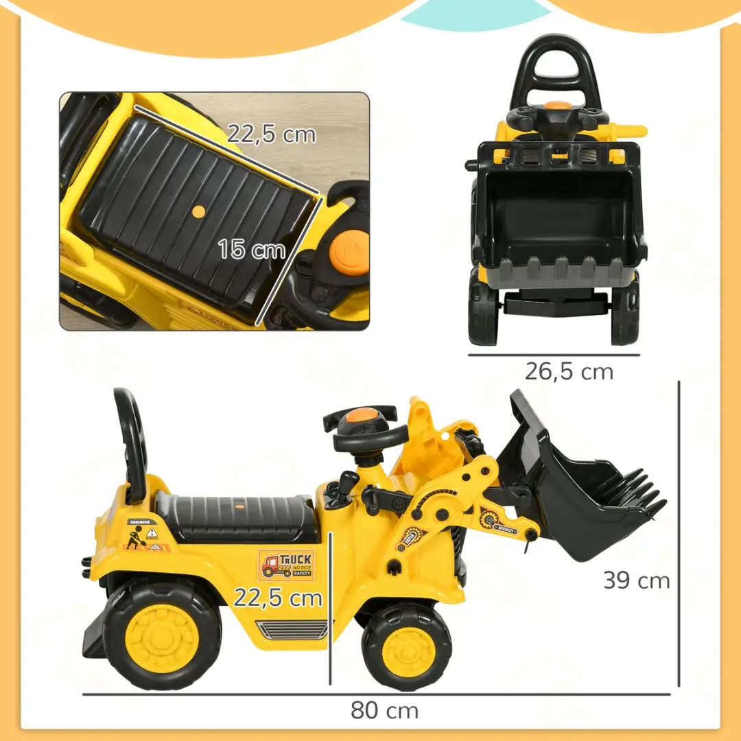 Homcom Rijden-op Constructie Auto - Geel 301-058