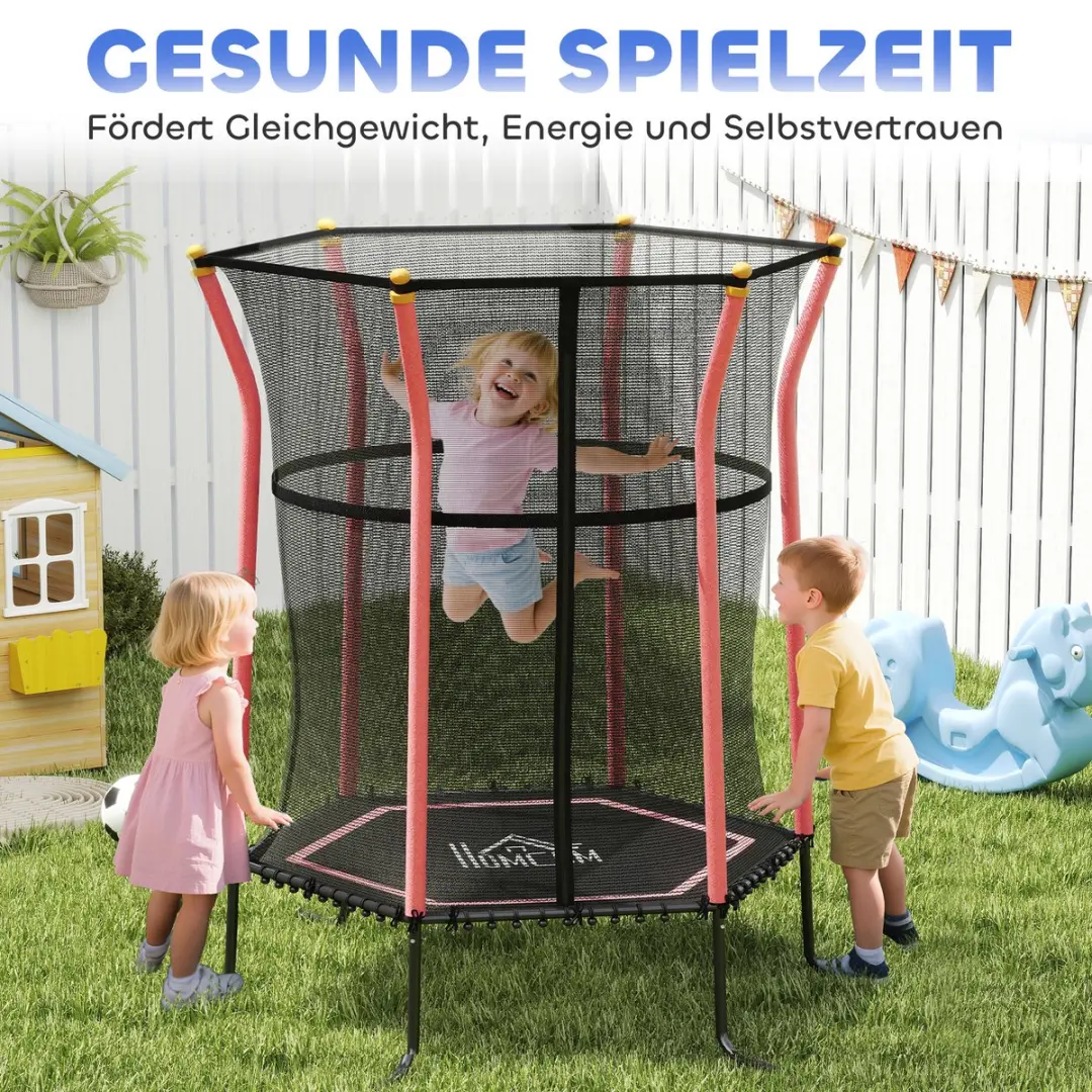Homcom Kindertrampoline Ø163,5cm H190cm - Rood/Zwart
