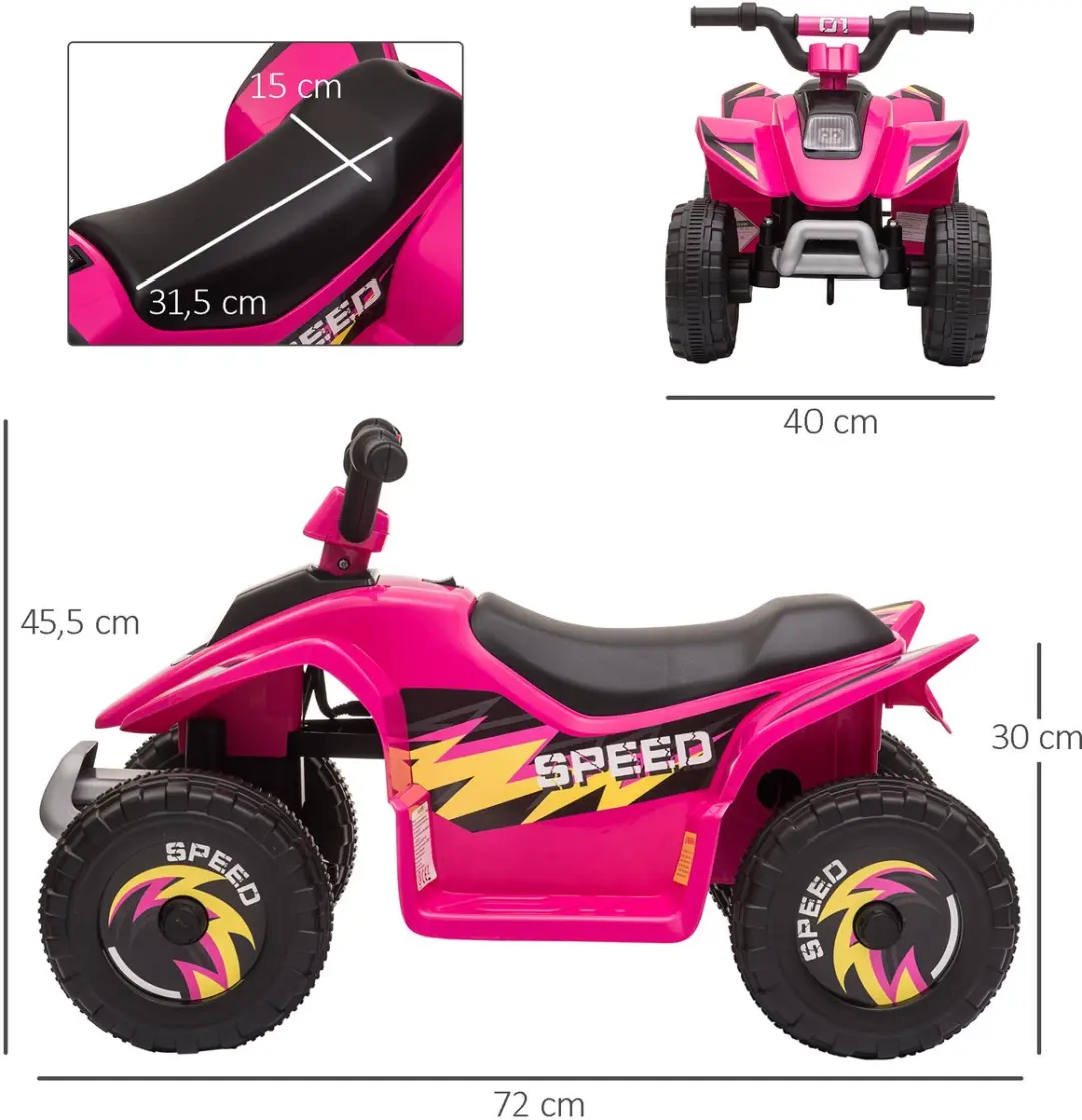 Homcom Rijdauto 72x40x45,5cm - Roze