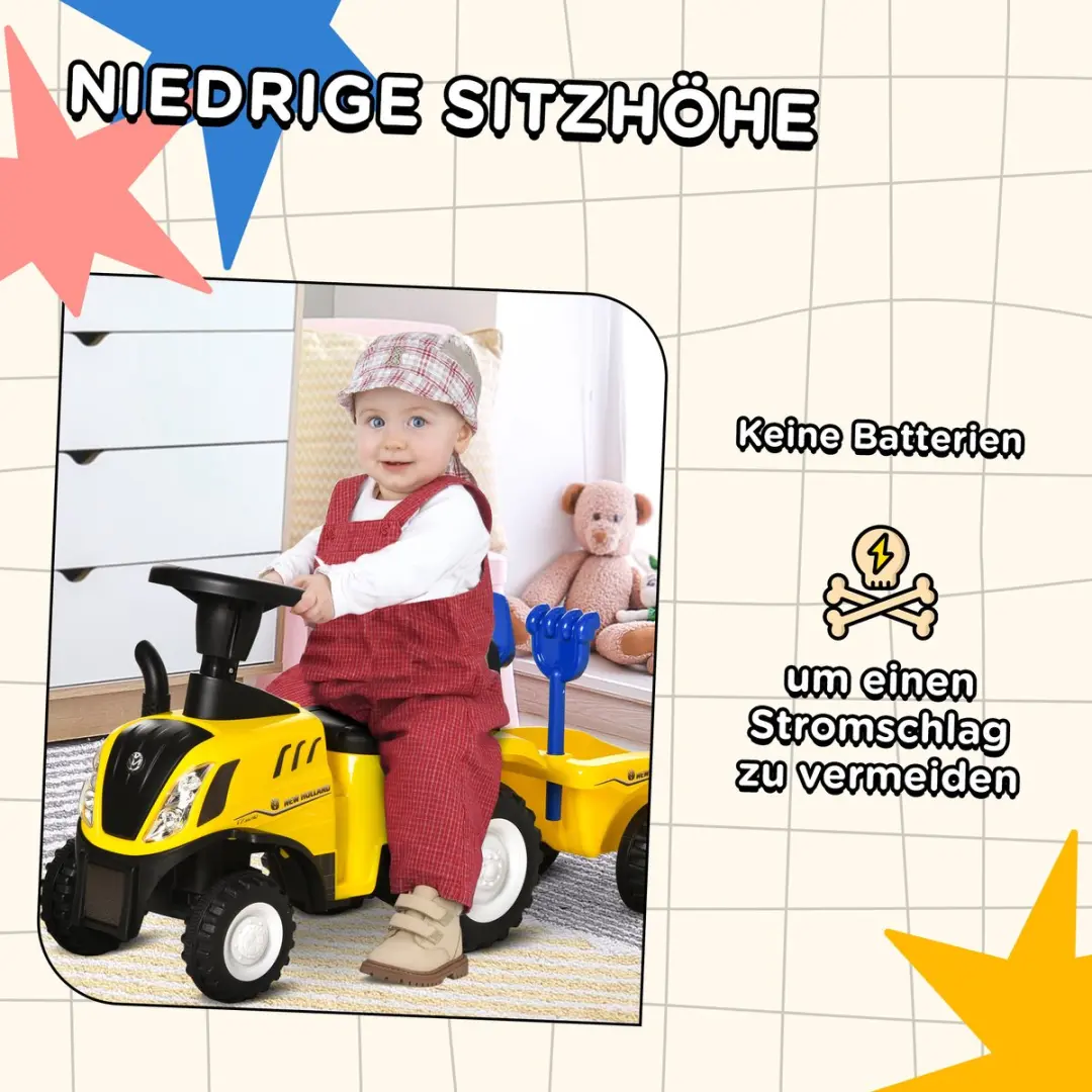 Homcom Trapauto met Aanhangwagen Geel - 370-173YL