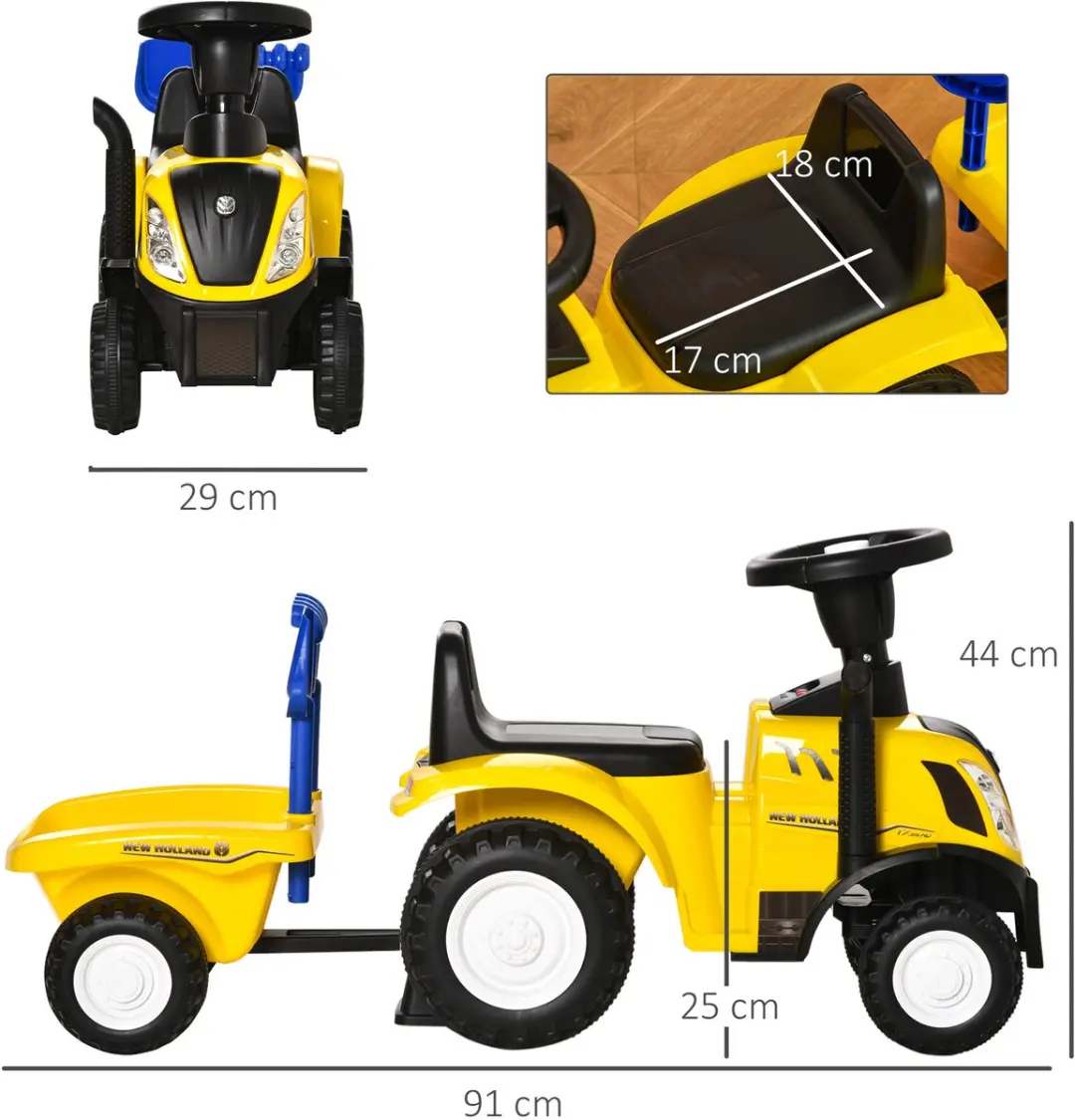 Homcom Trapauto met Aanhangwagen Geel - 370-173YL