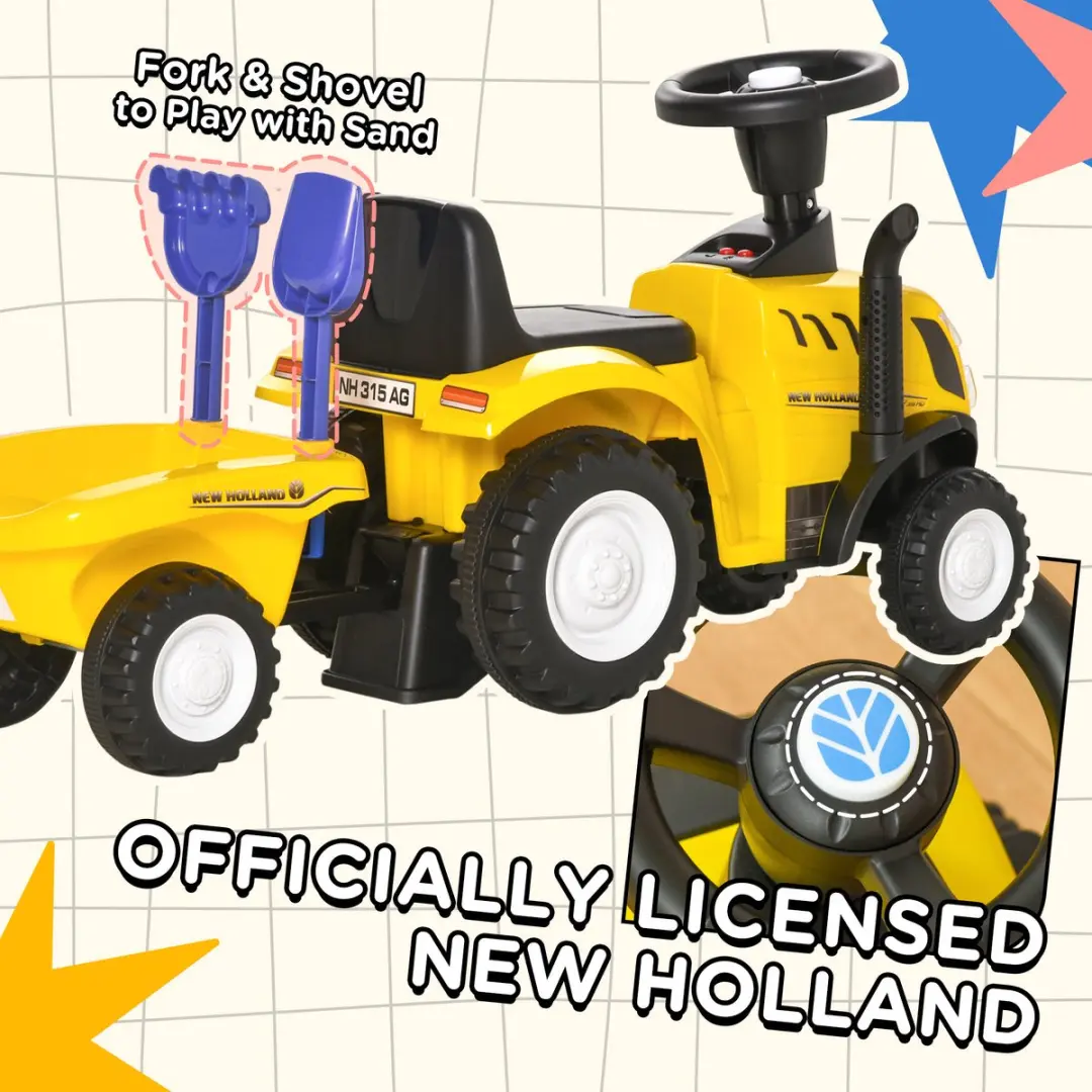 Homcom Trapauto met Aanhangwagen Geel - 370-173YL