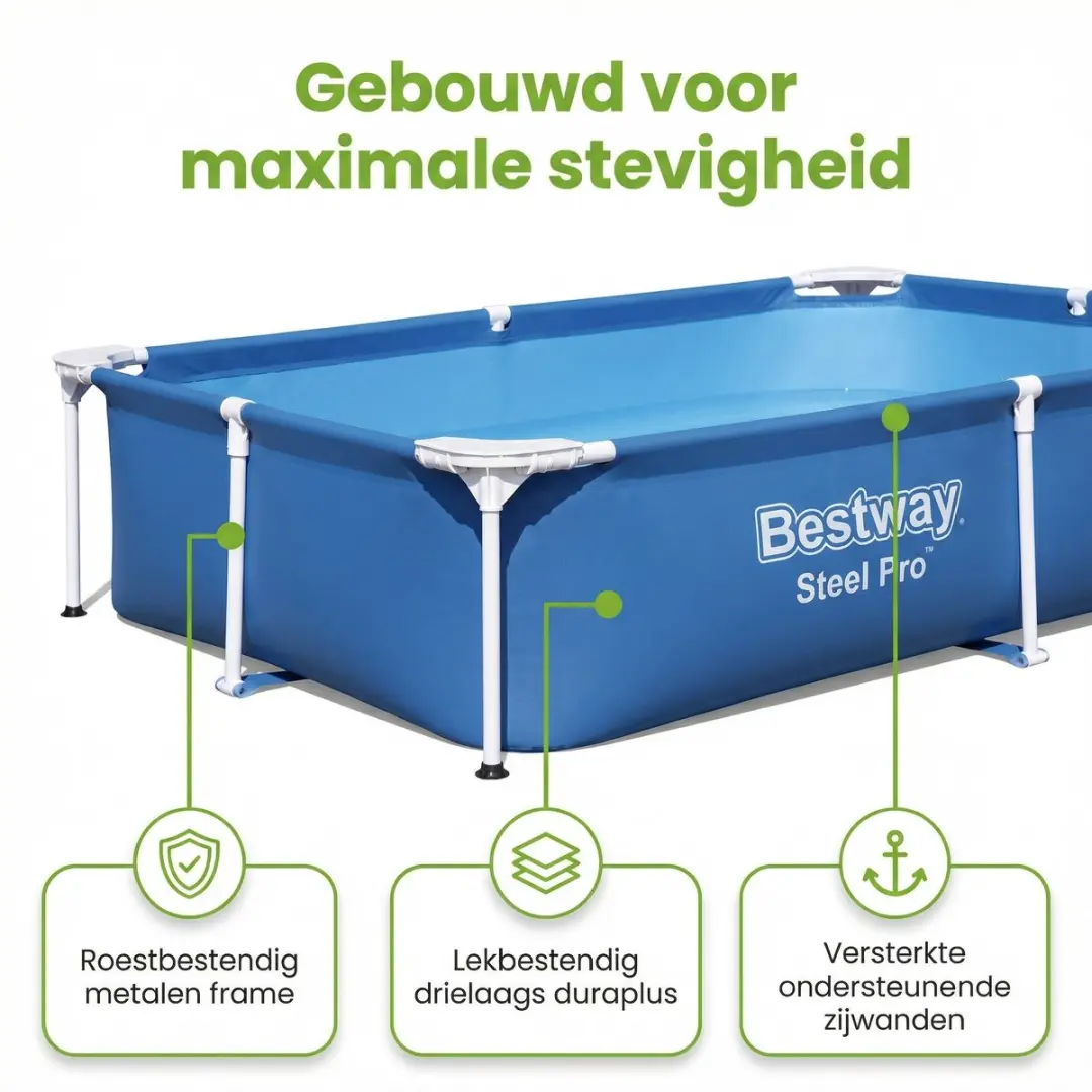 Bestway Steel Pro Zwembad 221x150x43cm - Blauw - 1200L