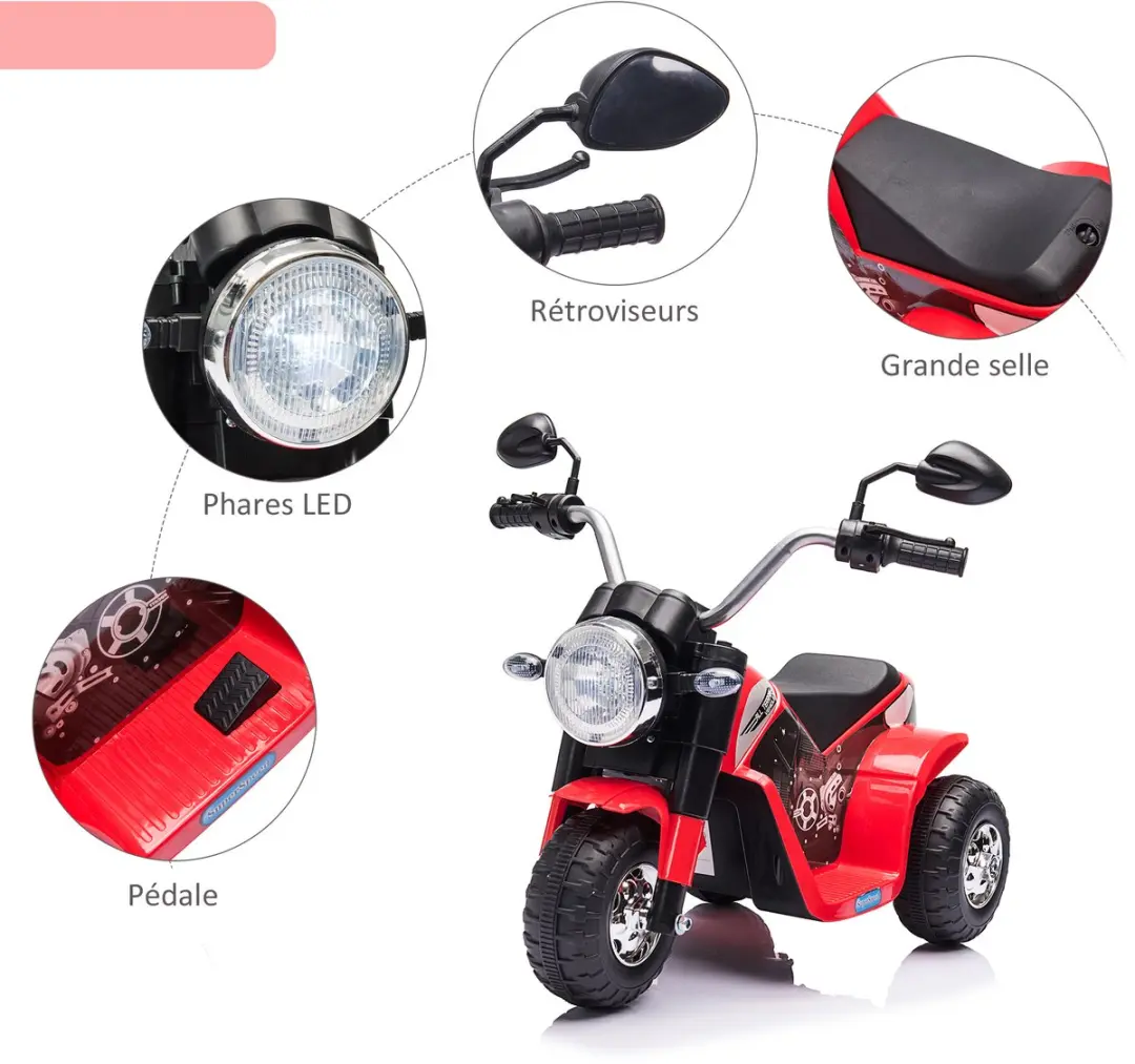 Homcom Elektrische Motorfiets PP - 72x57x56cm - Rood