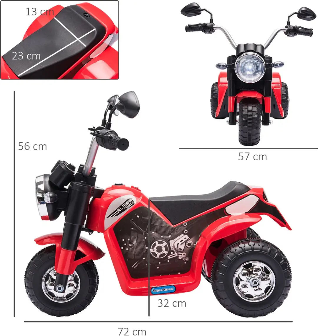 Homcom Elektrische Motorfiets PP - 72x57x56cm - Rood