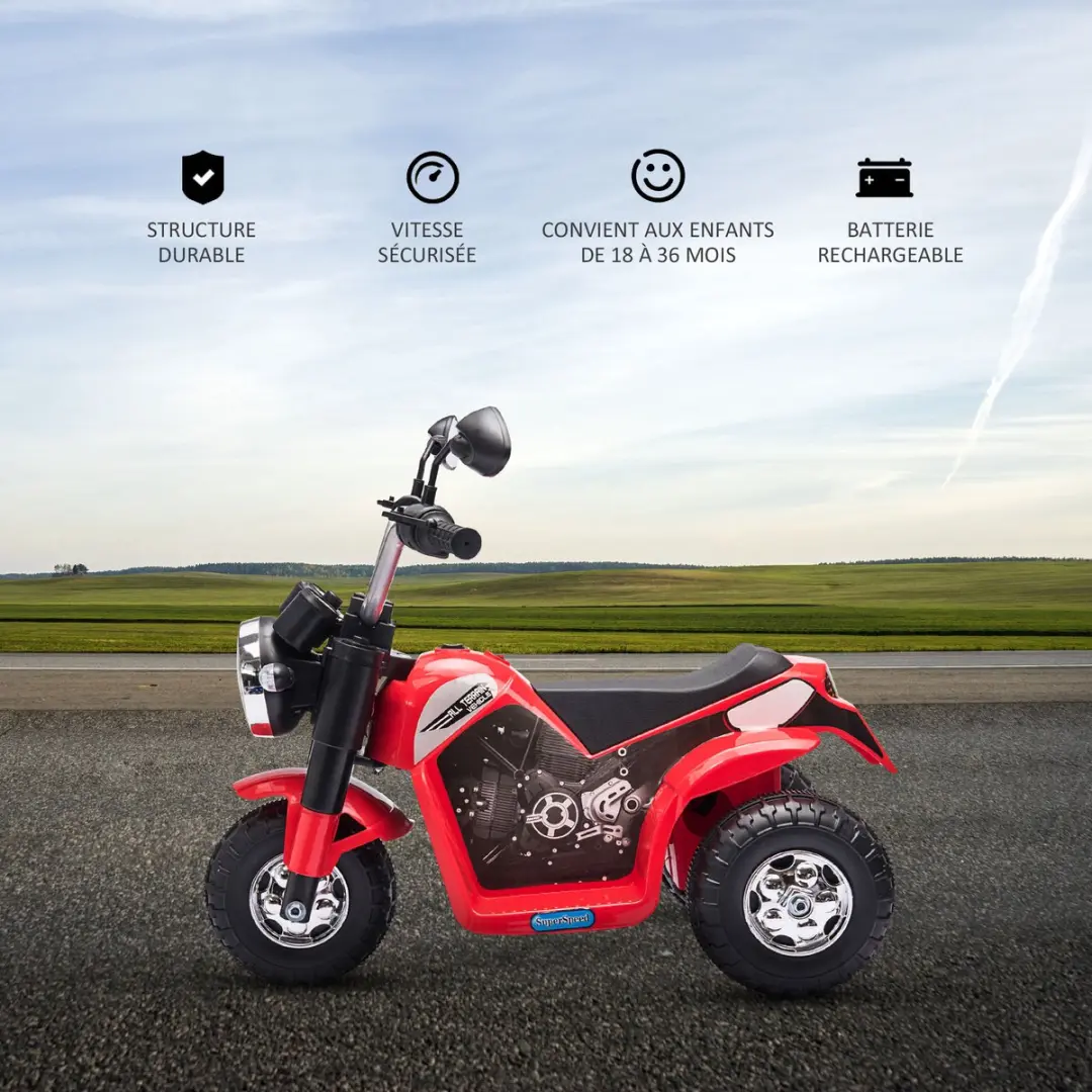 Homcom Elektrische Motorfiets PP - 72x57x56cm - Rood