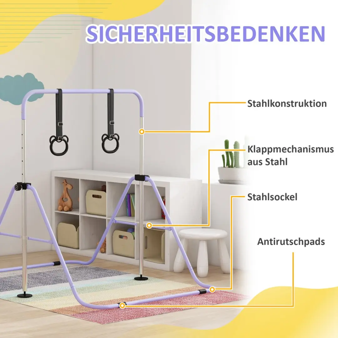 Homcom Gymnastiekstang - 148x105cm - 88-128cm - Paars