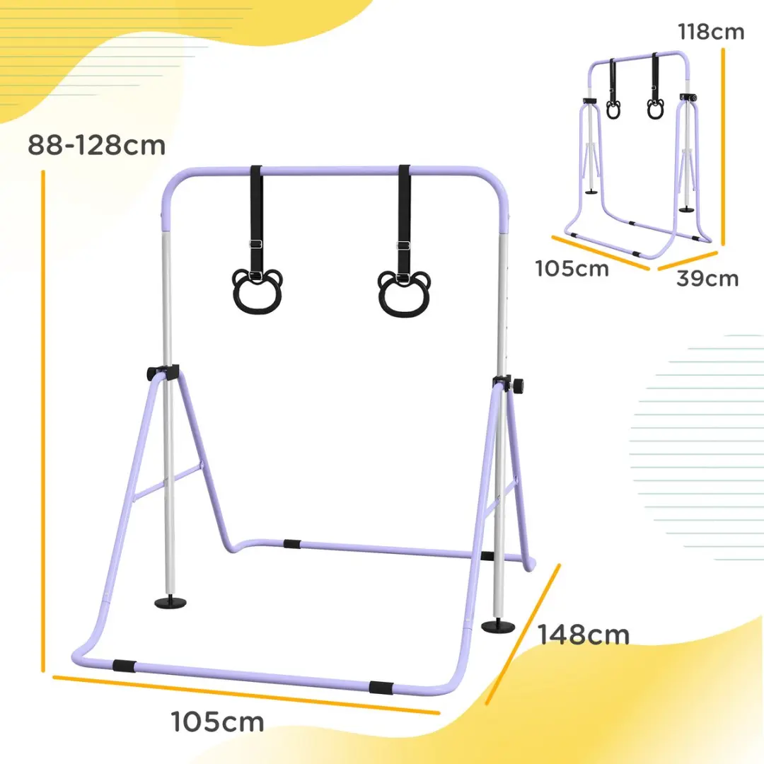 Homcom Gymnastiekstang - 148x105cm - 88-128cm - Paars