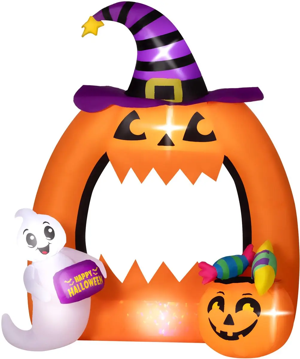 Outsunny Opblaasbare Halloween Pompoen 133x70x150cm