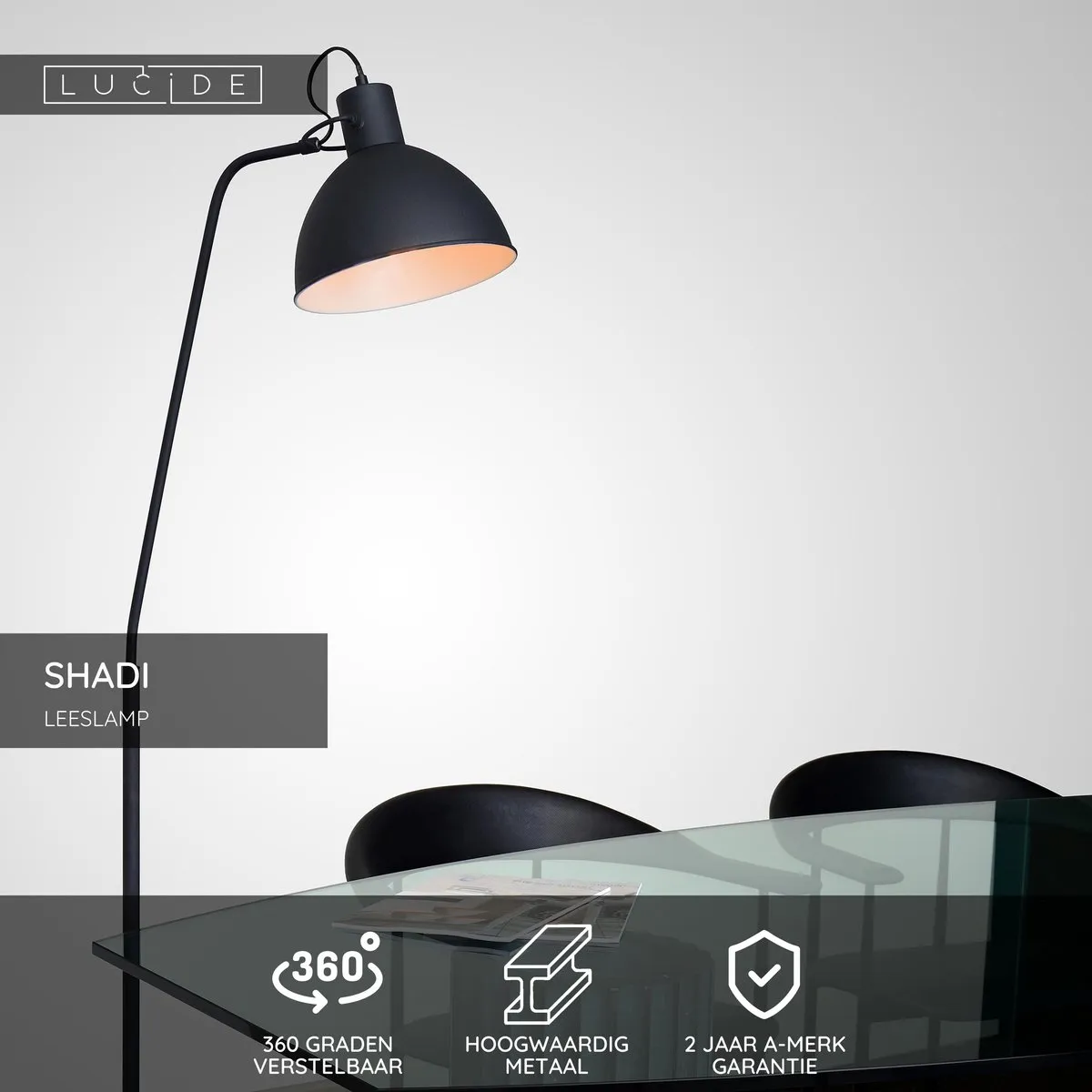 Lucide SHADI Leeslamp E27 - Zwart