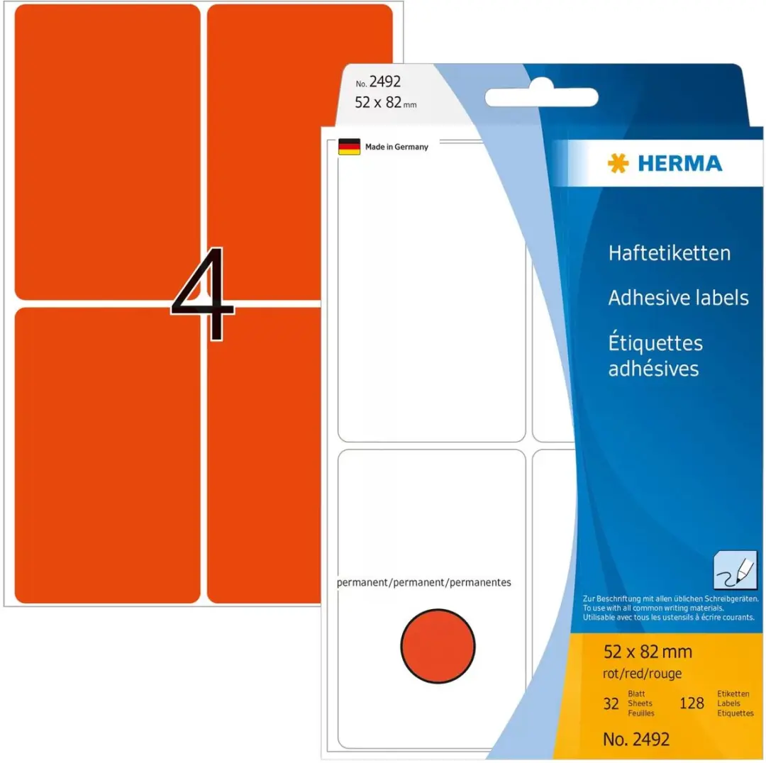 Herma Rode Etiketten 52x82mm
