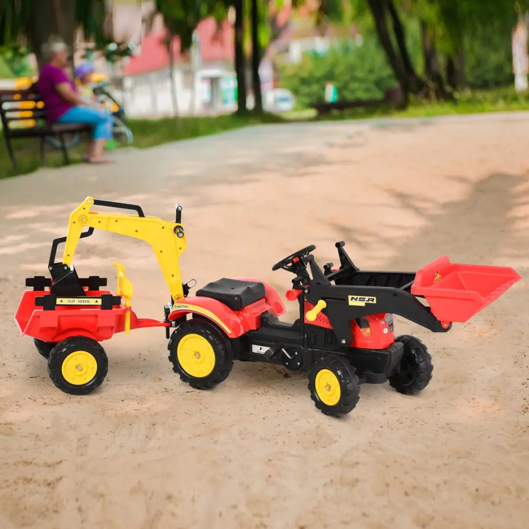 Homcom Trapauto met Voorlader 3-6 Jaar - Rood