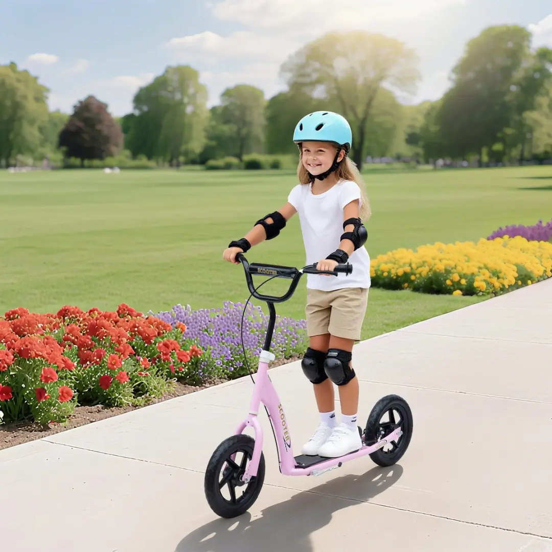 Homcom Kinderstep Staal/PVA/EVA 120x52x80-88cm Roze - 12 Inch