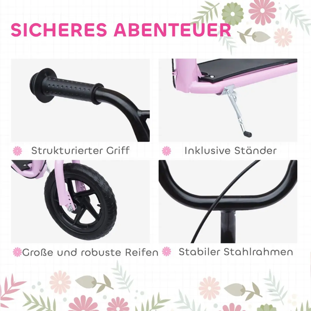 Homcom Kinderstep Staal/PVA/EVA 120x52x80-88cm Roze - 12 Inch