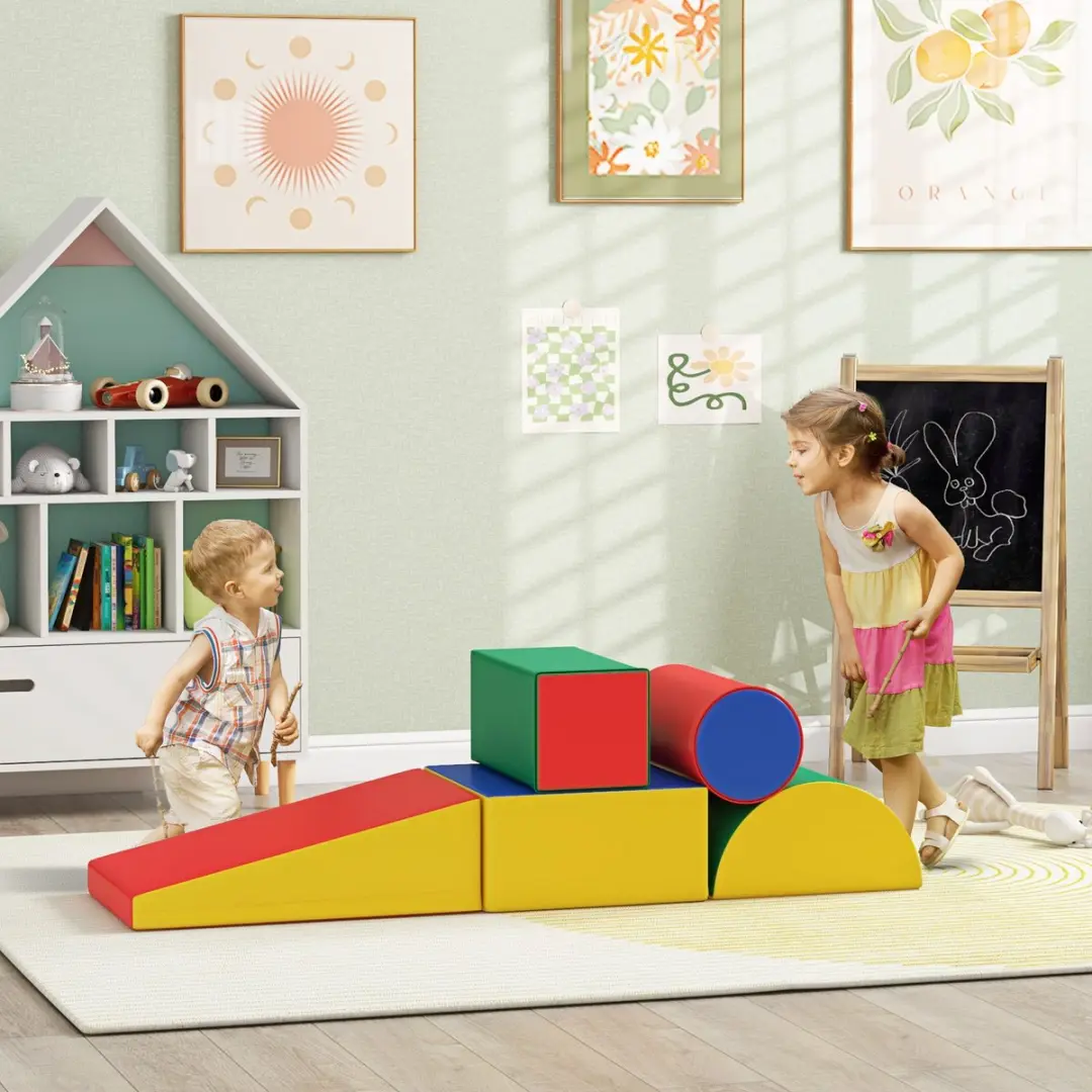 Homcom Speelset Kunstleer - 40,6x40,6x20,3cm - 5-delig - Meerkleurig