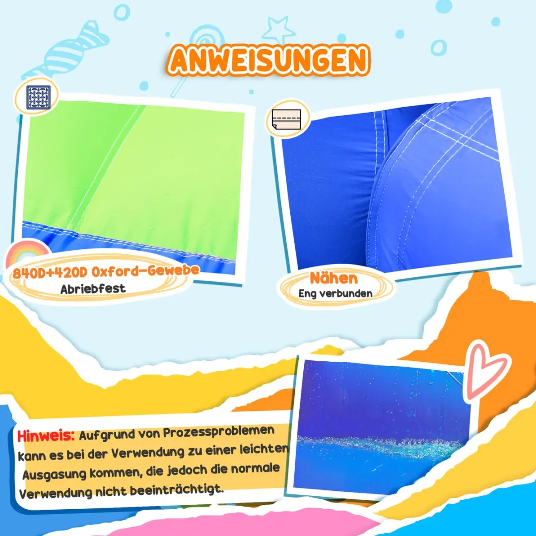 Outsunny Springkussen Oxfordstof 380x340x170cm - Multicolor