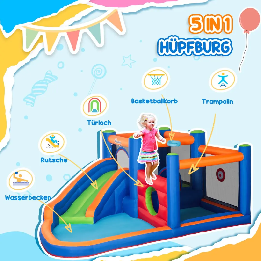 Outsunny Springkussen Oxfordstof 380x340x170cm - Multicolor