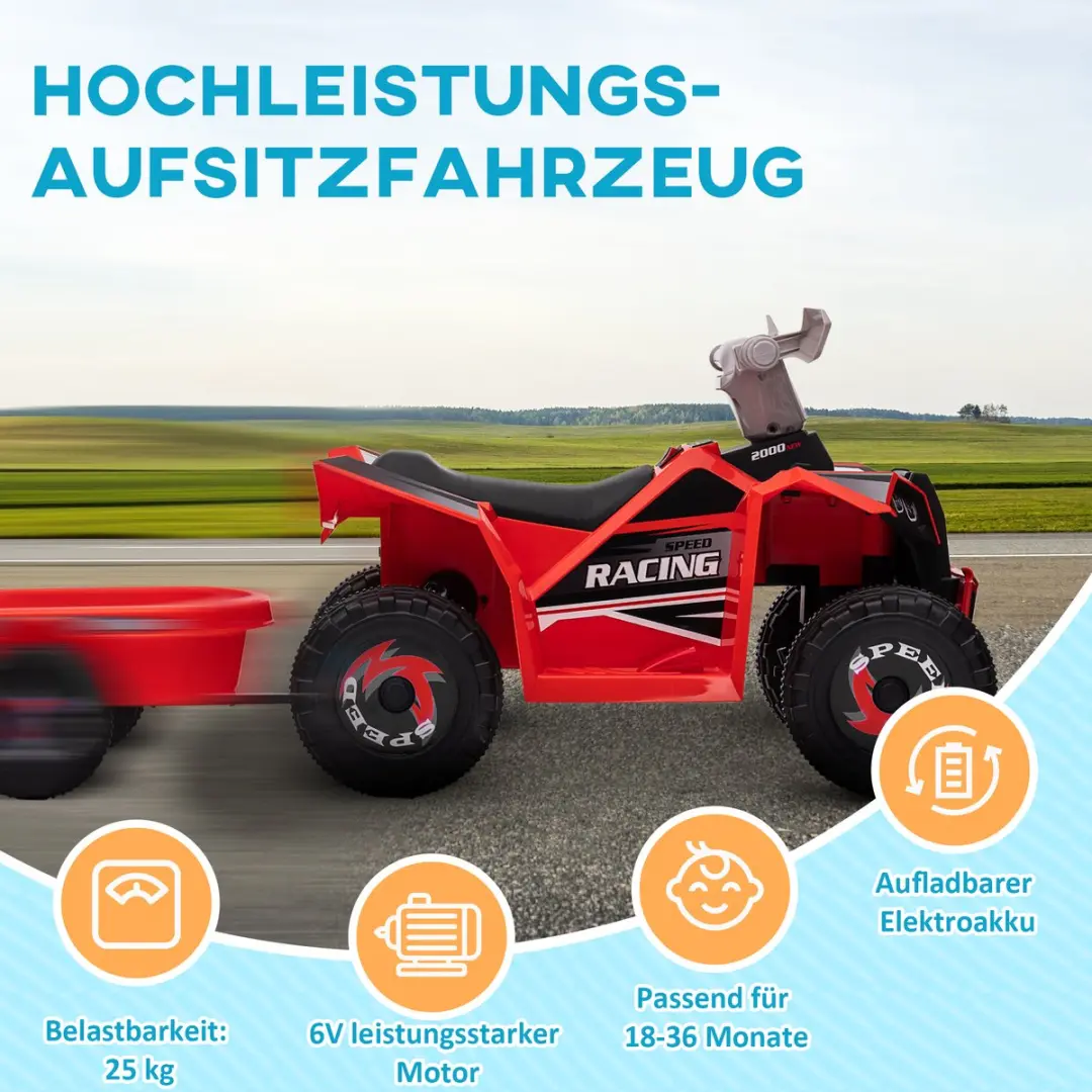 Homcom Kinderauto Rood+Grijs+Zwart 106x41,5x48,5cm - 370-277V90RD