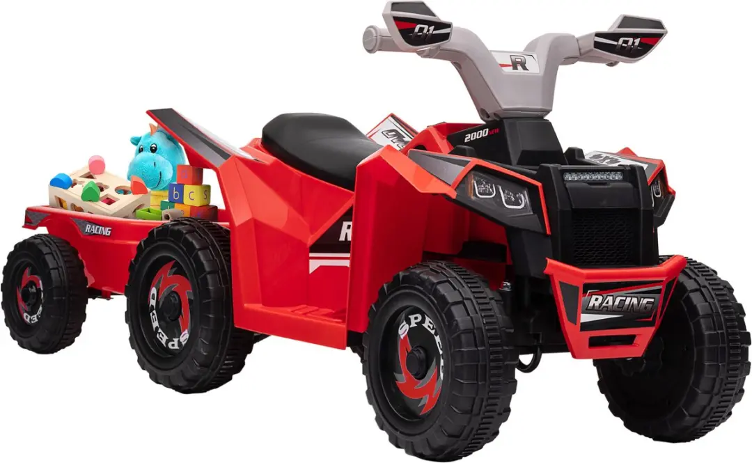 Homcom Kinderauto Rood+Grijs+Zwart 106x41,5x48,5cm