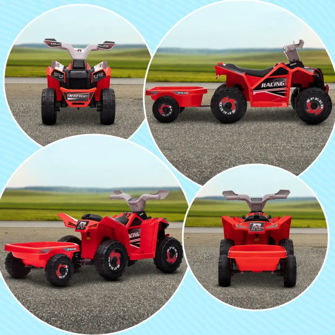 Homcom Kinderauto Rood+Grijs+Zwart 106x41,5x48,5cm - 370-277V90RD