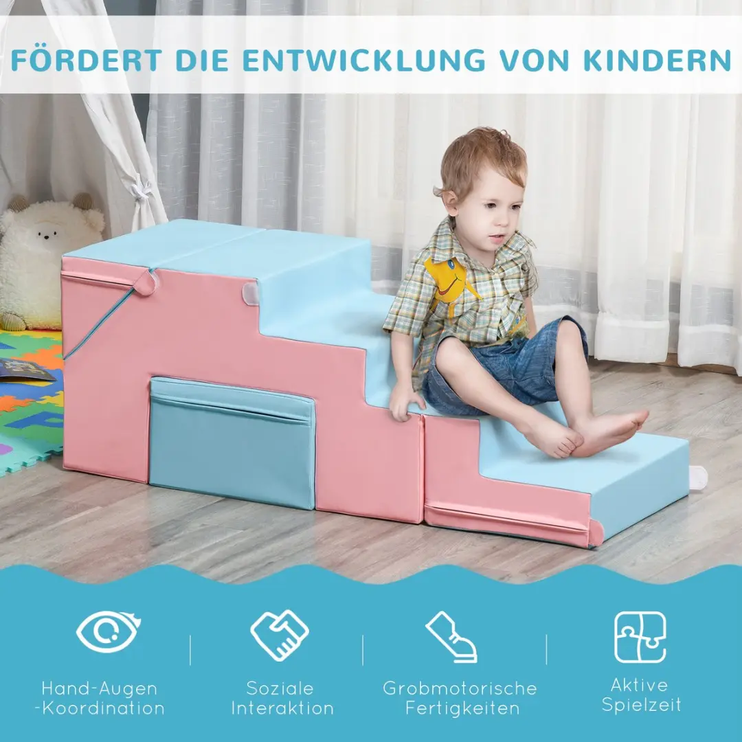 Homcom Bouwsteenset 2 Delen - Blauw Roze