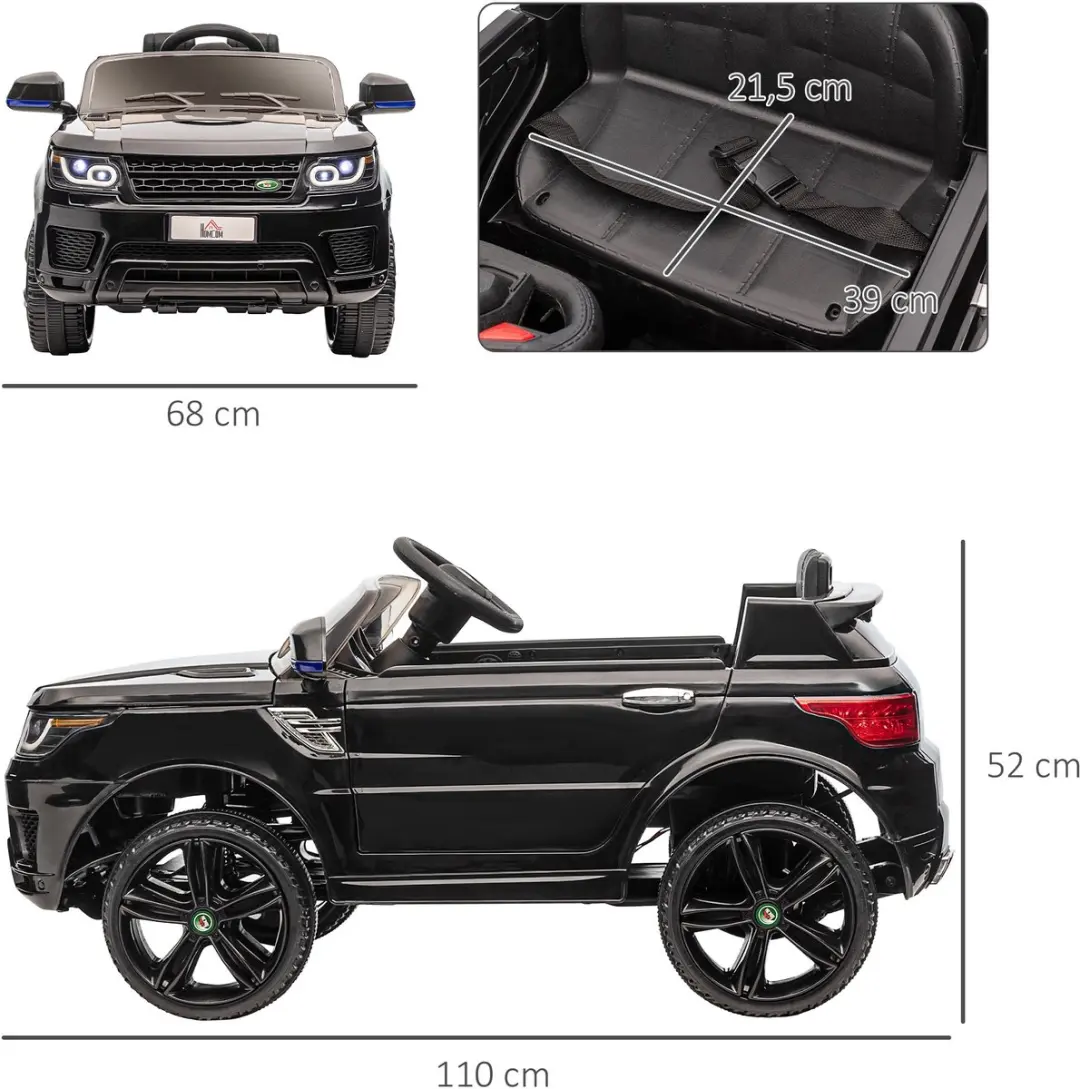 Homcom Elektrische Kinderauto 110x68x52cm - Zwart