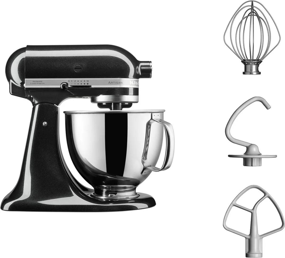 KitchenAid 5KSM125EOB Keukenmachine - 300W - Onyx Zwart