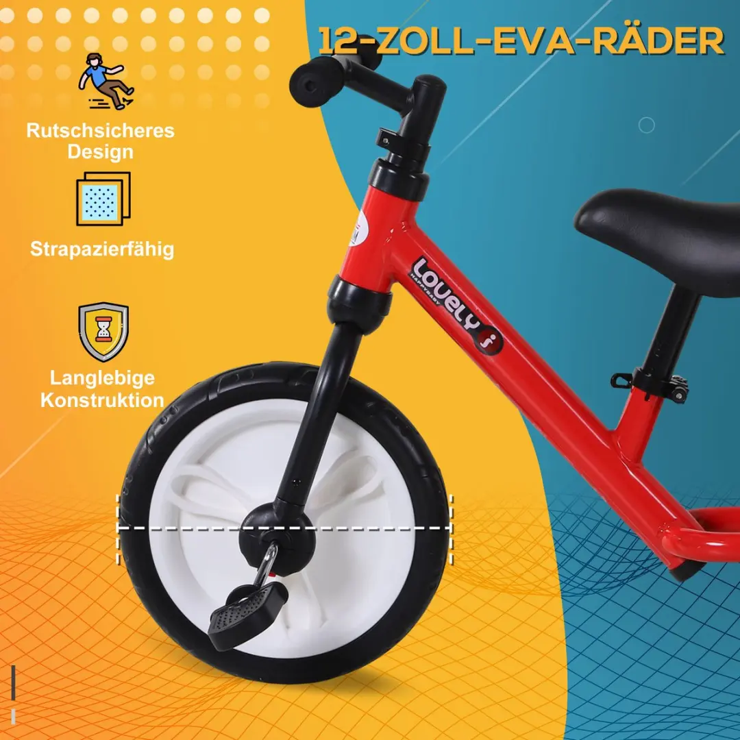 Homcom Kinderbalansfiets Metaal Rood 85x36cm