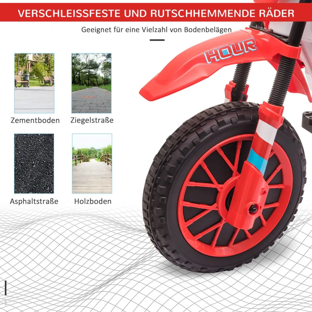 Homcom Ride on Car PP Metall 106,5x51,5x68cm - Rood/Wit - afbeelding 6 van 6