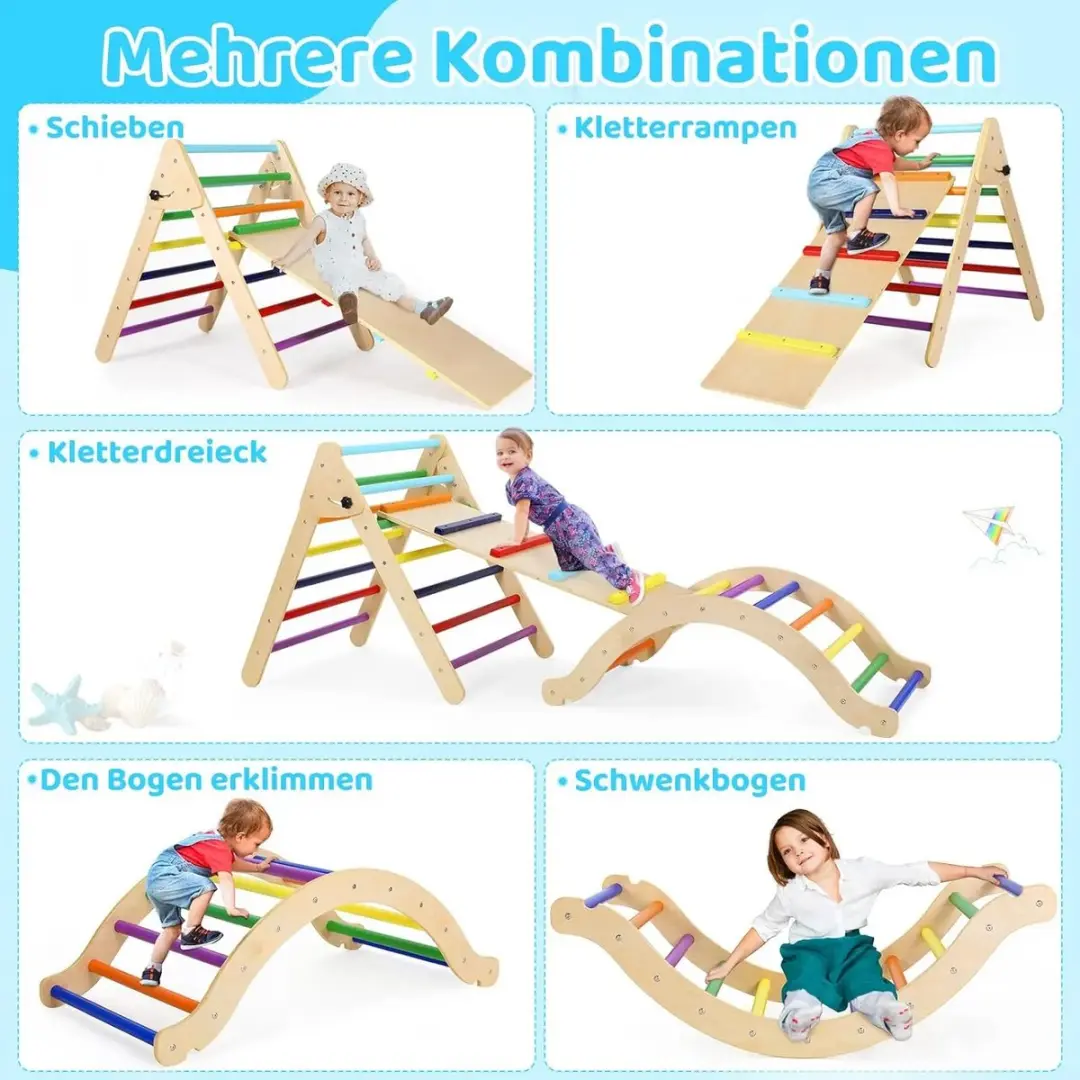 Homcom Houten Klimdriehoek Peuters - Hout