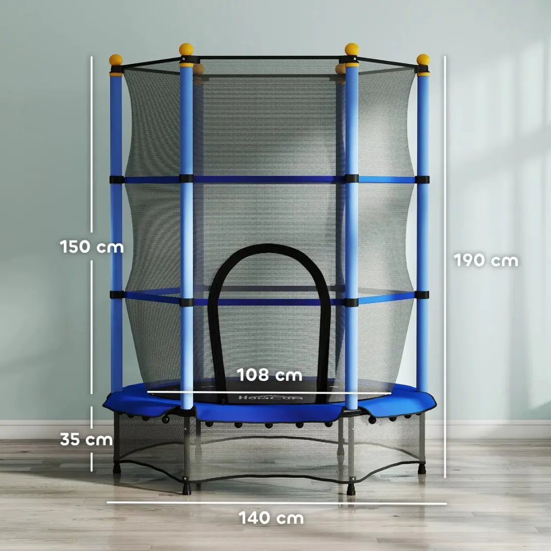 Homcom Kindertrampoline 140cm - Blauw - Veiligheidsnet