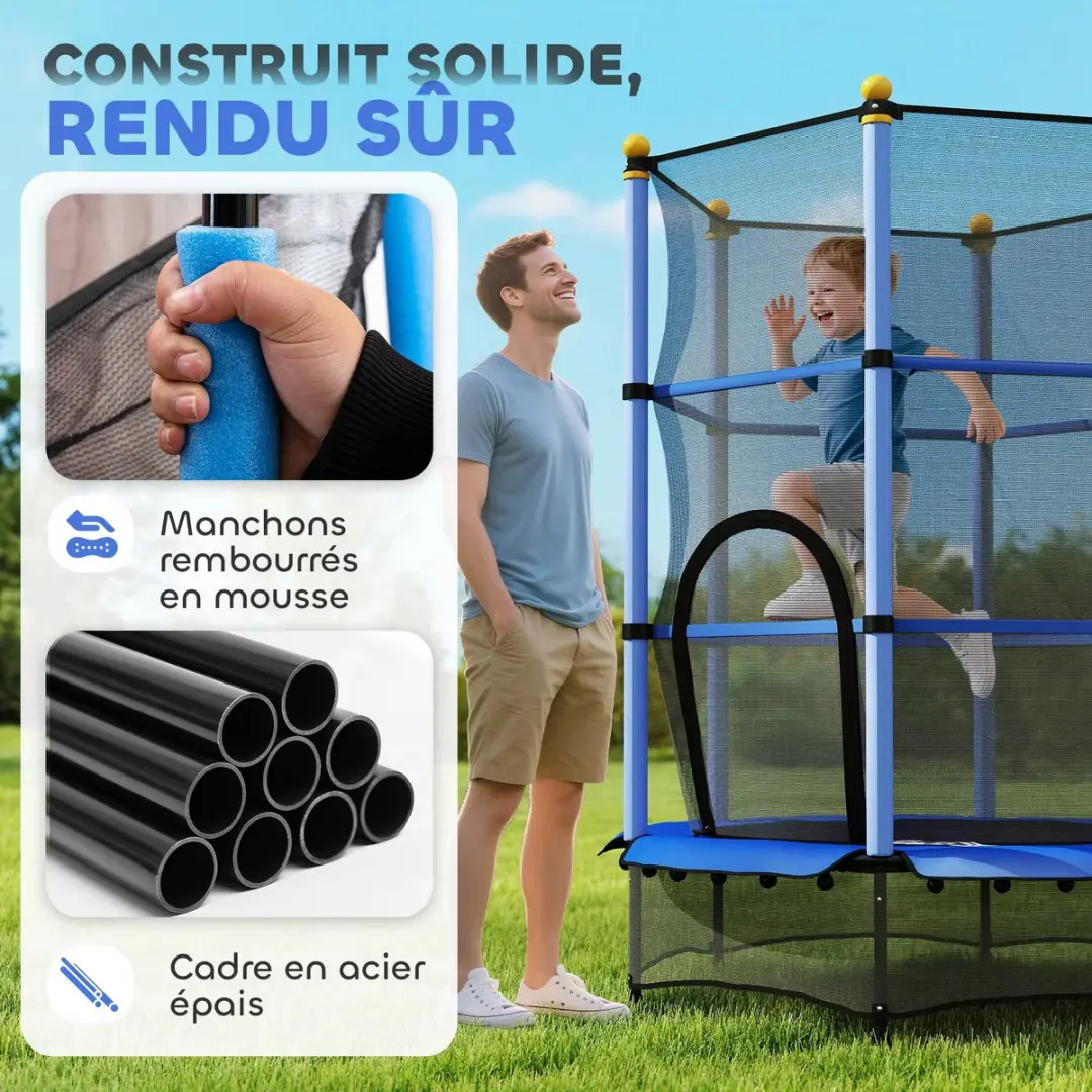 Homcom Kindertrampoline 140cm - Blauw - Veiligheidsnet