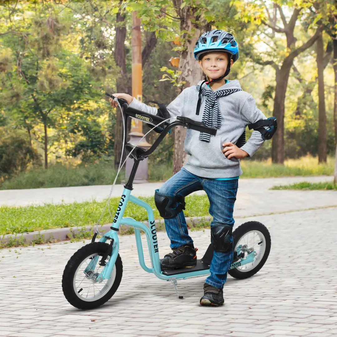 Homcom Kinderstep Blauw - Verstelbaar Stuur - 12 Inch Luchtbanden