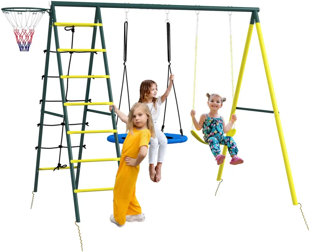 Outsunny Schommel 2 Stoelen Ladder Basketbalhoepel