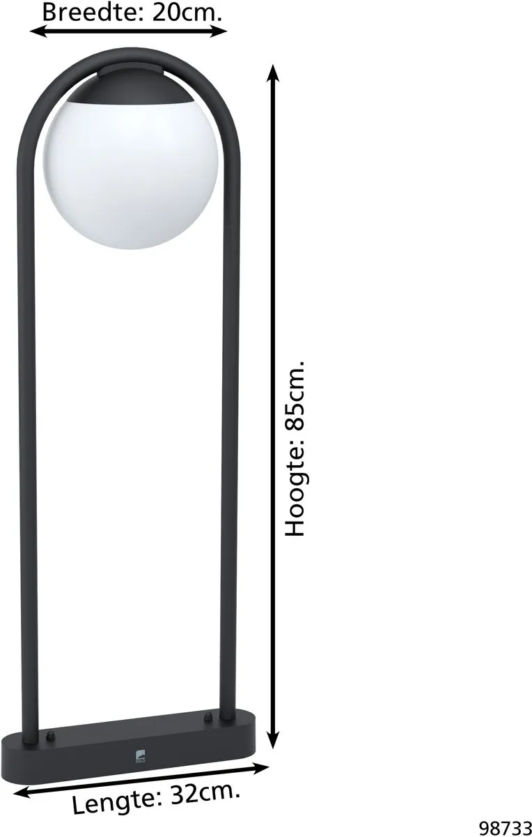Eglo Prata Vecchia Staande Lamp Buiten E27 - 32cm - Zwart
