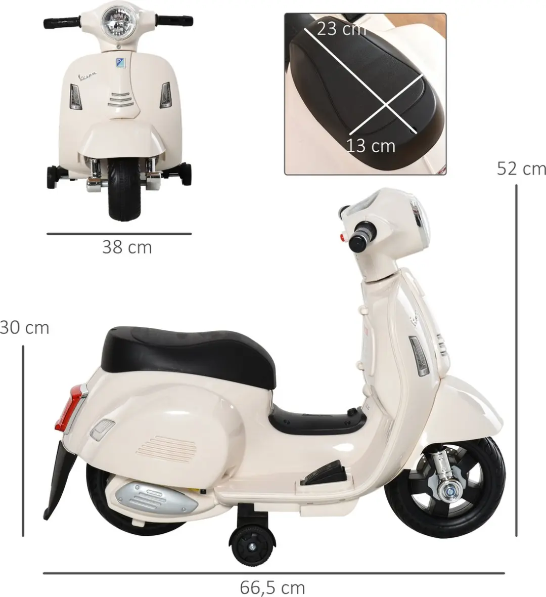 Homcom Kinder Motorfiets 370-138 - Max 3 km/h - Wit