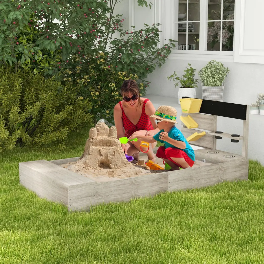 Outsunny Sandkast Zandbak 154x80x60cm - Tannenhout - Grijs