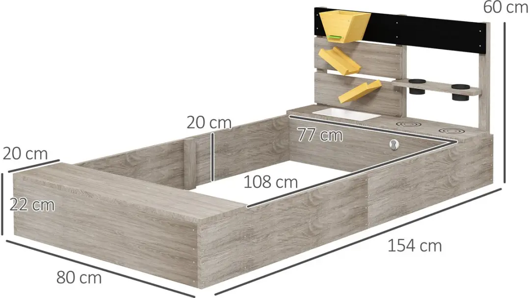 Outsunny Sandkast Zandbak 154x80x60cm - Tannenhout - Grijs - afbeelding 6 van 6