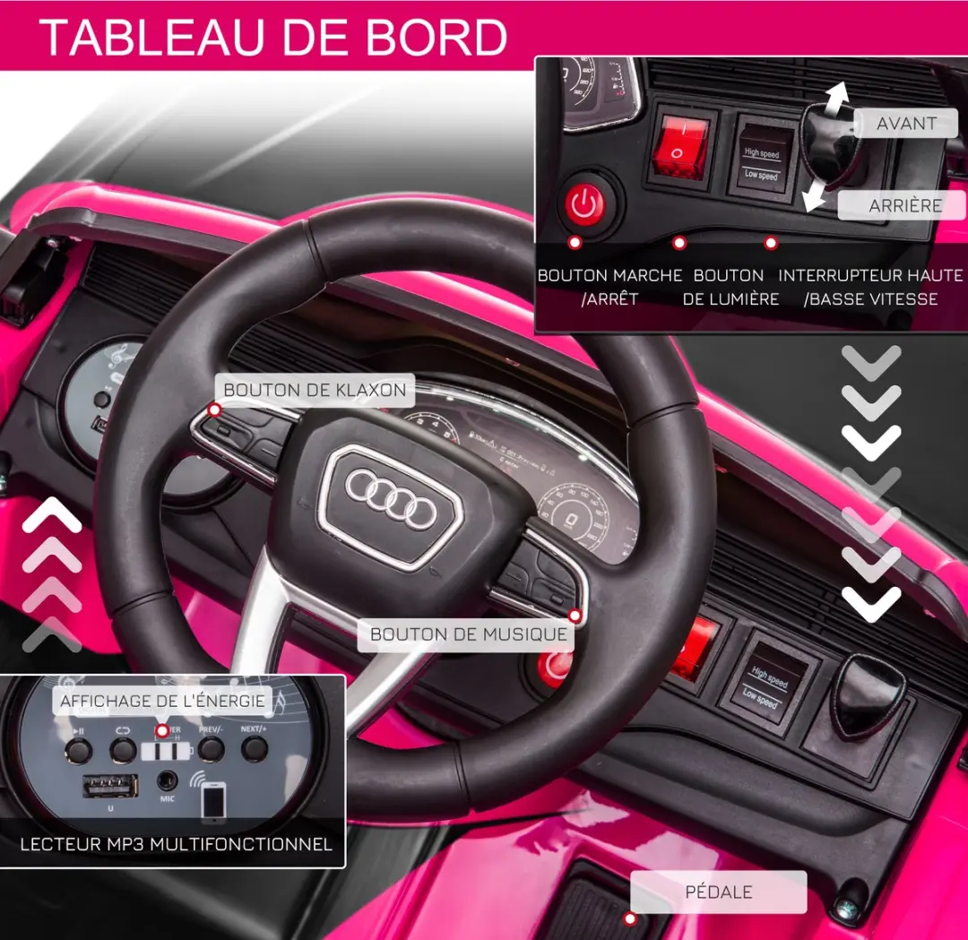 Homcom Rijauto PP - 101x62x51cm - Roze