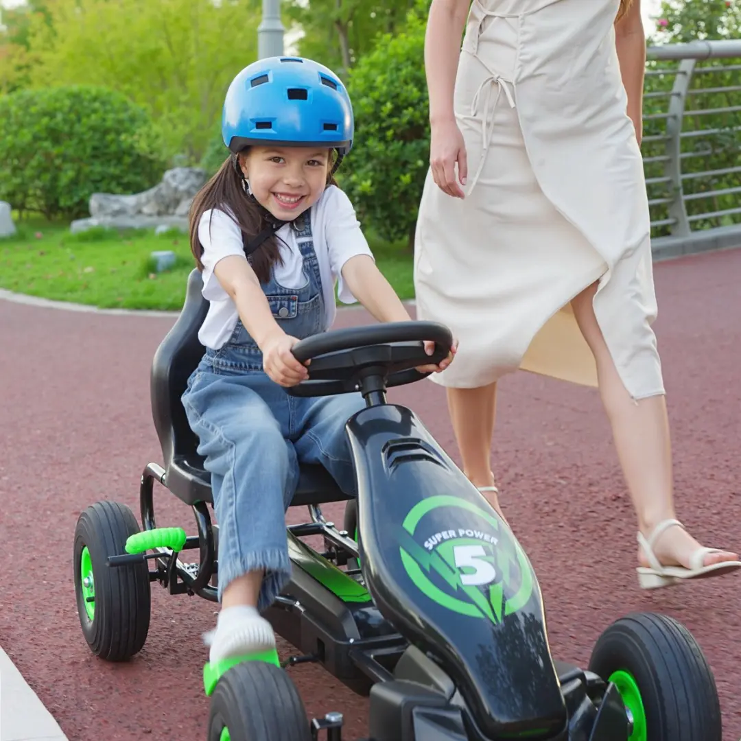 Homcom Kinderskelter met Pedalen - Verstelbare Zitting Groen