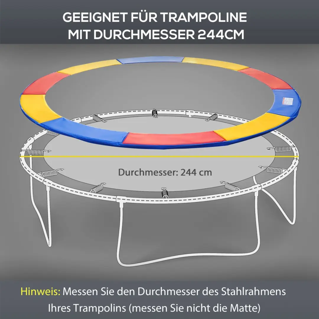 Outsunny Trampolinerand Ø244cm - Kleurrijk