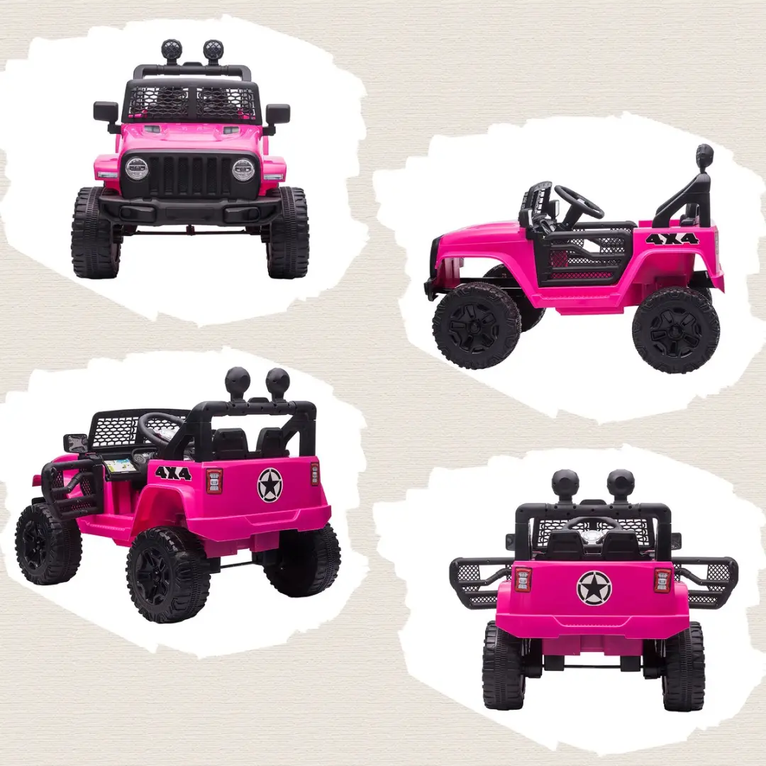 Homcom Elektrische Off-Road Speelgoedtruck - Roze - 100x65x72cm